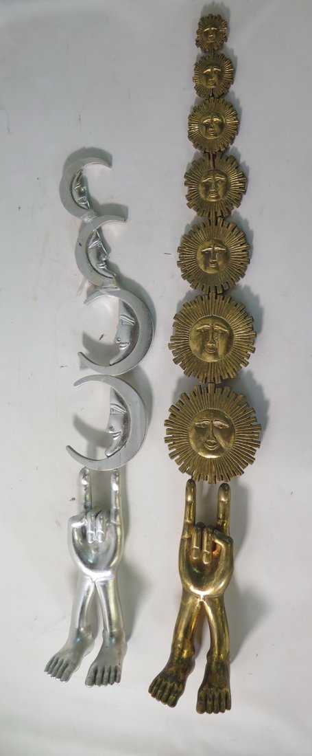PAIR PEDRO FRIEDEBERG HAND & FOOT SUN & MOON SCULPTURES, SOME MOON DAMAGE 3FT3IN X 4 X 4 (1 of 19)
