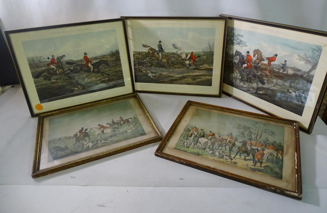 LOT 5 FOX HUNTING LITHOGRAPHS, 19TH CEN, FORES & MISC, 14.75" X 18.75" LARGEST SHEET (1 of 17)