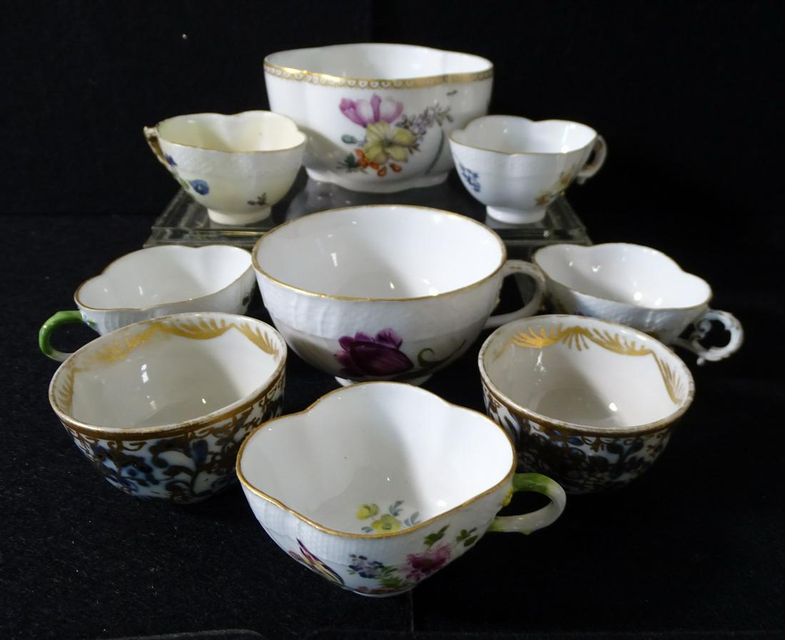 GROUP MEISSEN CUPS, SMALL 2" H X 4 DIA. LARGEST: GROUP MEISSEN CUPS, SMALL 2" H X 4 DIA. LARGEST