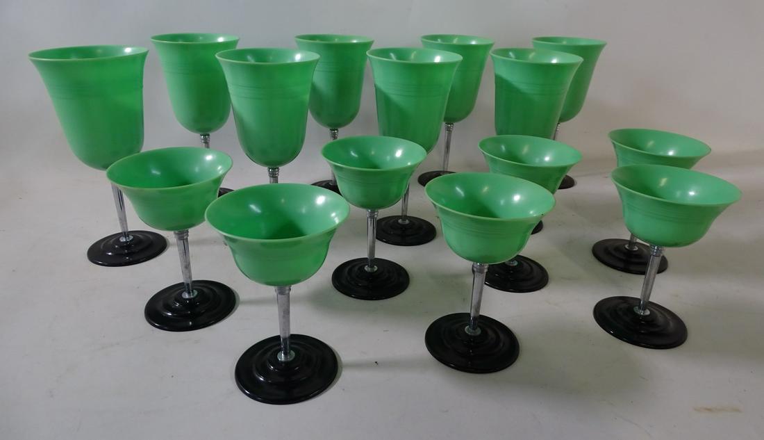 ART DECO NUDAWN & RIDEOUT STEMWARE SET 15, 4.5" X 3" DIA., 7" X 3.5" DIA. (1 of 5)