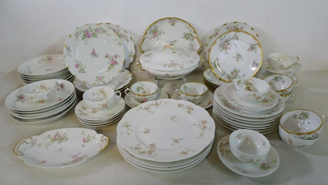 2 COMPLIMENTARY PARTIAL SETS OF LIMOGES ROSE MTIF DINNERWARE 61 PCS. DINNER PLATE 9.75" DIA. (1 of 9)
