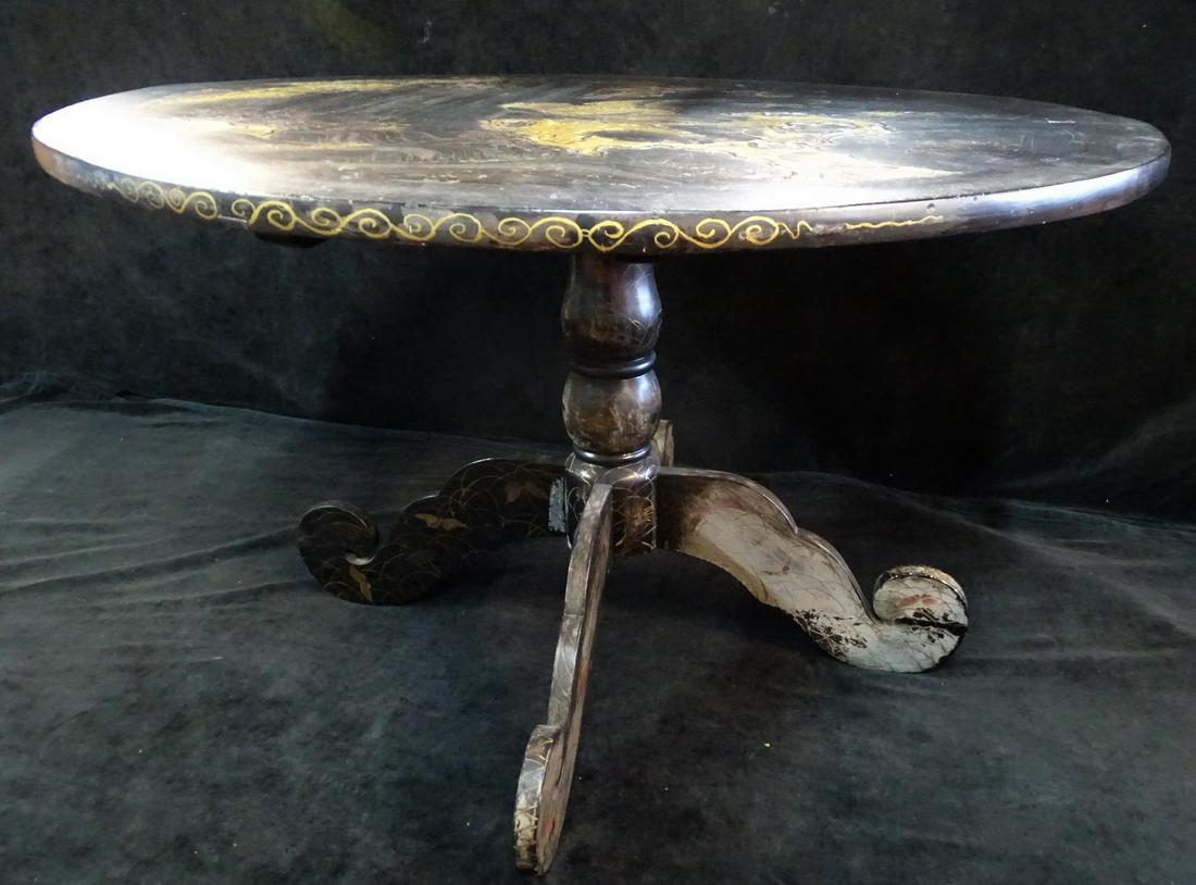 CHINOISERIE DECORATED PEDESTAL TABLE 26 1/2 X 41 DIA. (1 of 12)