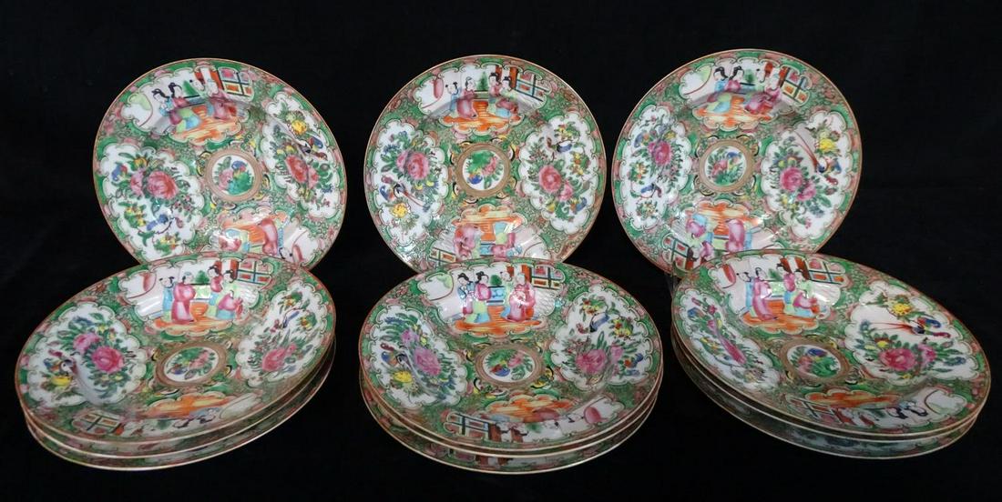 SET 12 ROSE MEDALLION PLATES 8.5" DIA. (1 of 4)