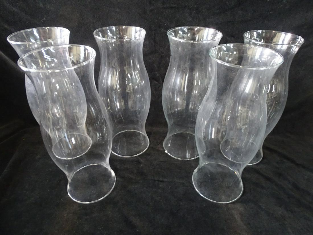 6 GLASS HURRICANE LAMPS 14" HIGH: 6 GLASS HURRICANE LAMPS 14" HIGH