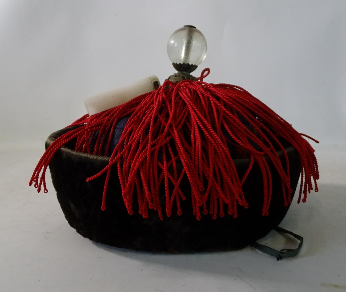 CHINESE QING DYNASTY MANDERIN, MANCHU OFFICAL'S HAT 5" H X 9" DIA. (1 of 8)