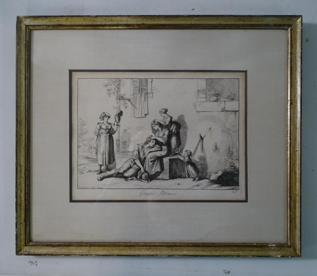 BARTOLOMEO PINELLI "GRUPPO ATTORESCO" CIRCA 1815 ETCHING 8.75" X 12" SHEET: BARTOLOMEO PINELLI "GRUPPO ATTORESCO" CIRCA 1815 ETCHING 8.75" X 12" SHEET