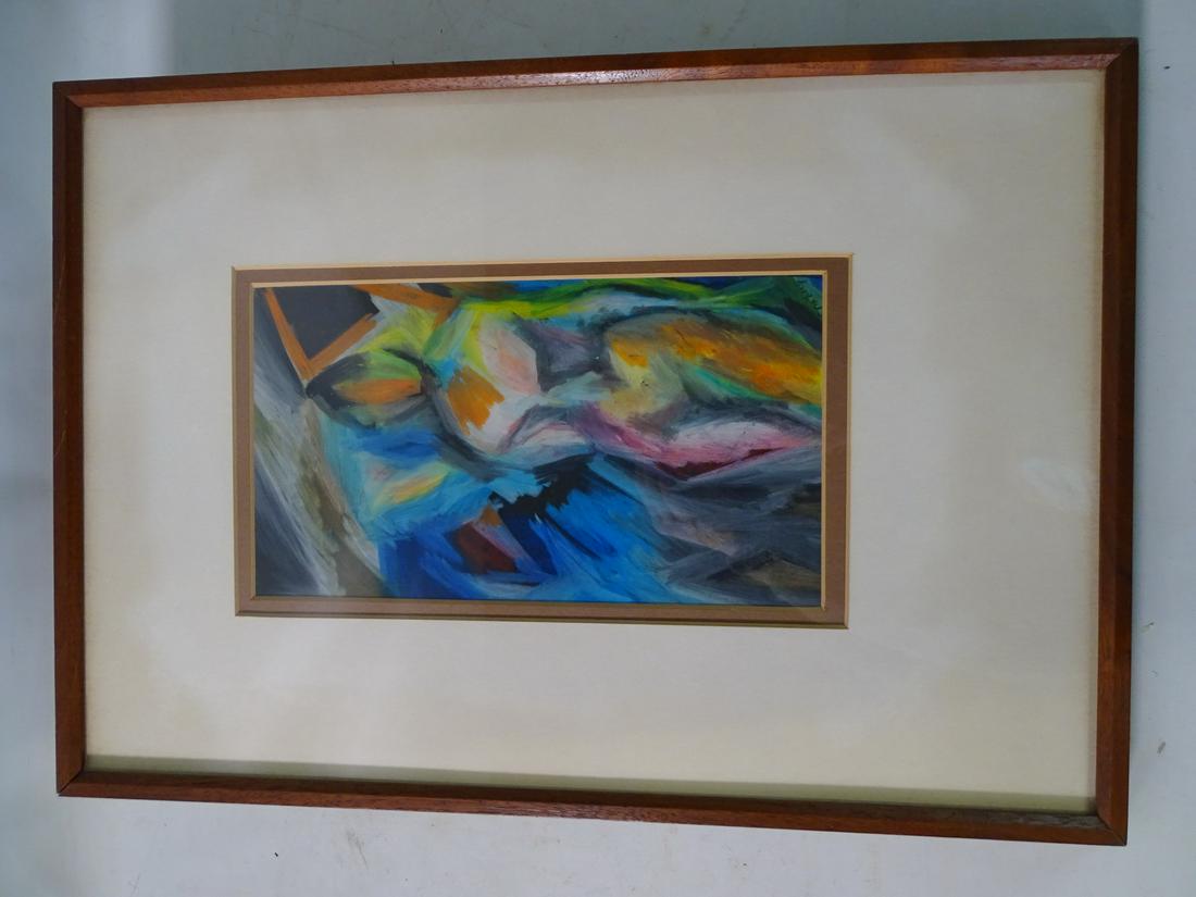 HERMAN SOMBERG ABSTRACT PAINTING MIXED MEDIA 10" X 6" (1 of 7)