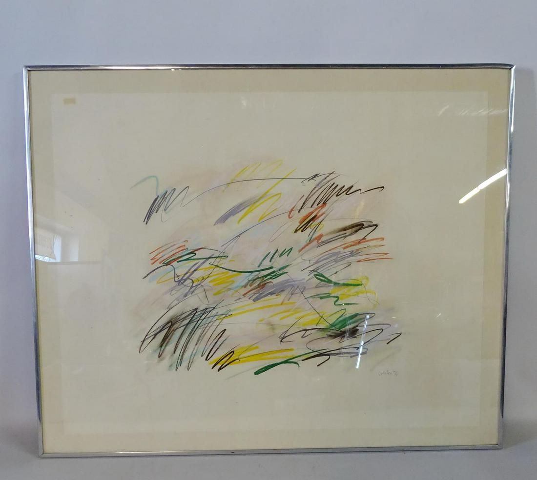 WESTON SIGNED PASTEL ABSTRACT ON PAPER 23" X 29" (1 of 5)