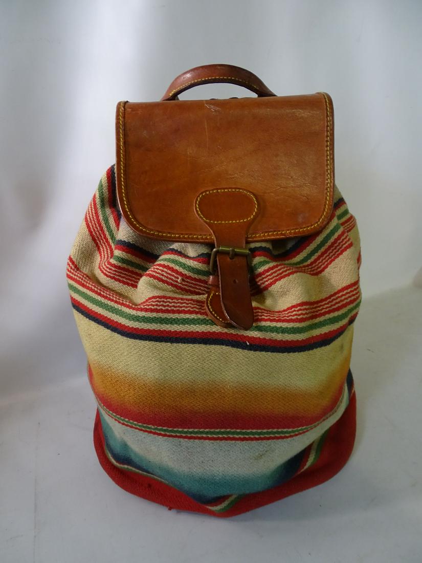 VINTAGE RALPH LAUREN  LEATHER TRIM 'SUNSET COLORS' DRAWSTRING RUCKSACK (1 of 9)
