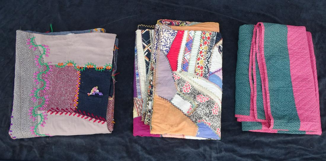 LOT/3 VINTAGE/ANTIQUE QUILTS, HAND & MACHINE SEWN, CA. 70" X 80" (1 of 20)