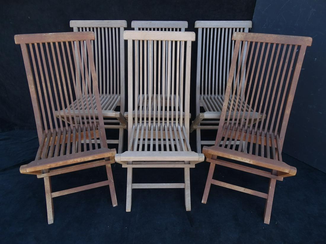 6 TEAK FOLDING DECK CHAIRS BY CAVENDISH WATSON PLANTATION TEAK 38" X 18
