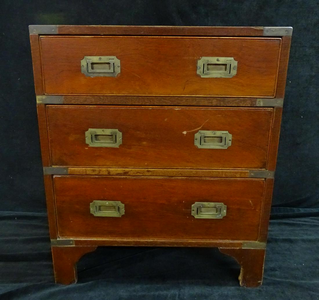 SMALL MAHOGANY CAMPAIGN CHEST 26.75" x 12" x 22.5" (1 of 11)