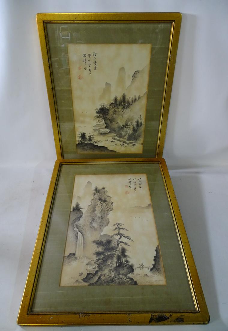 TWO ASIAN PAINTINGS 14" X 10" (1 of 14)