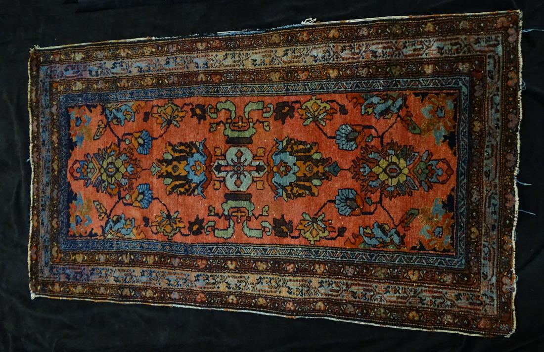 ANTIQUE THROW RUG PALE RED BACKGROUND 2' X 5' (1 of 7)