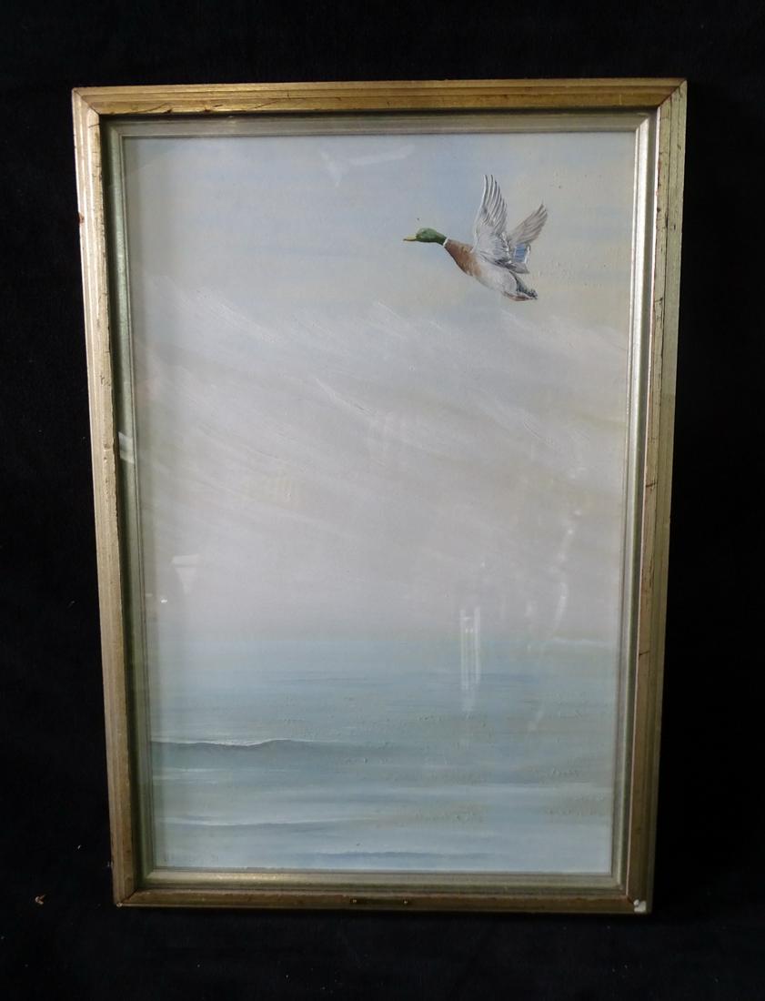 WALTER ANDREWS SIGNED ACRYLIC ON BOARD MALLARD IN FLIGHT 20" X 13.25" W/FRAME (1 of 6)