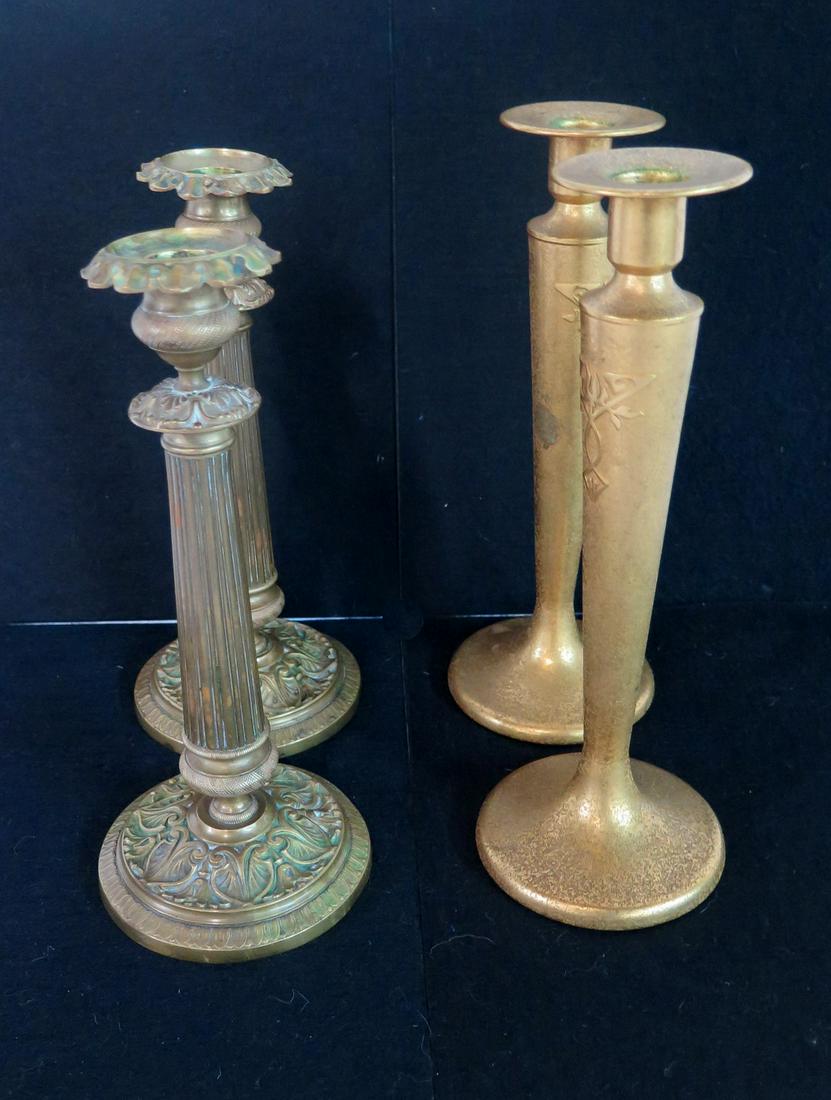 2 PAIRS CANDLESTICKS INC. SILVERCREST ARTS & CRAFT 9 3/4" HIGH TALLEST (1 of 11)