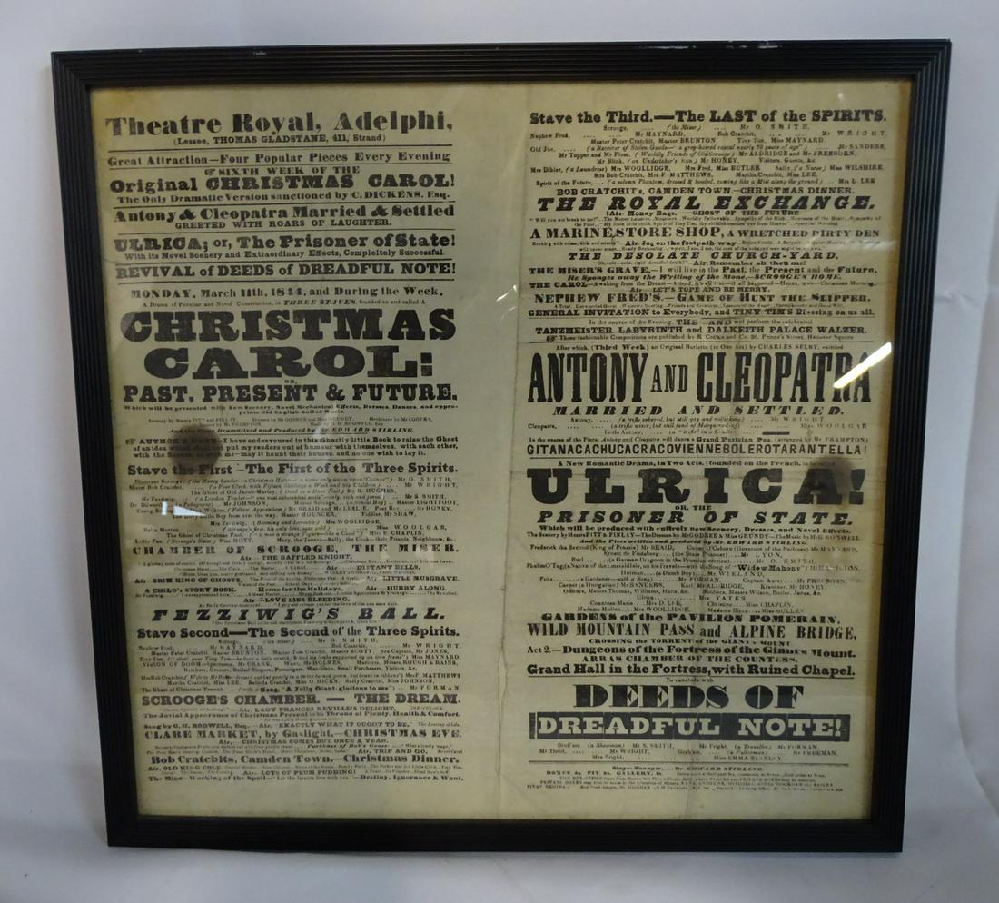 1844 AVERTISEMENT FOR LONDON THEATRE ROYAL ADELPHI INC. CHARLES DICKEN'S 'CHRISTMAS CAROL' AND: 1844 AVERTISEMENT FOR LONDON THEATRE ROYAL ADELPHI INC. CHARLES DICKEN'S 'CHRISTMAS CAROL' AND ANTONY & CLEOPATRA