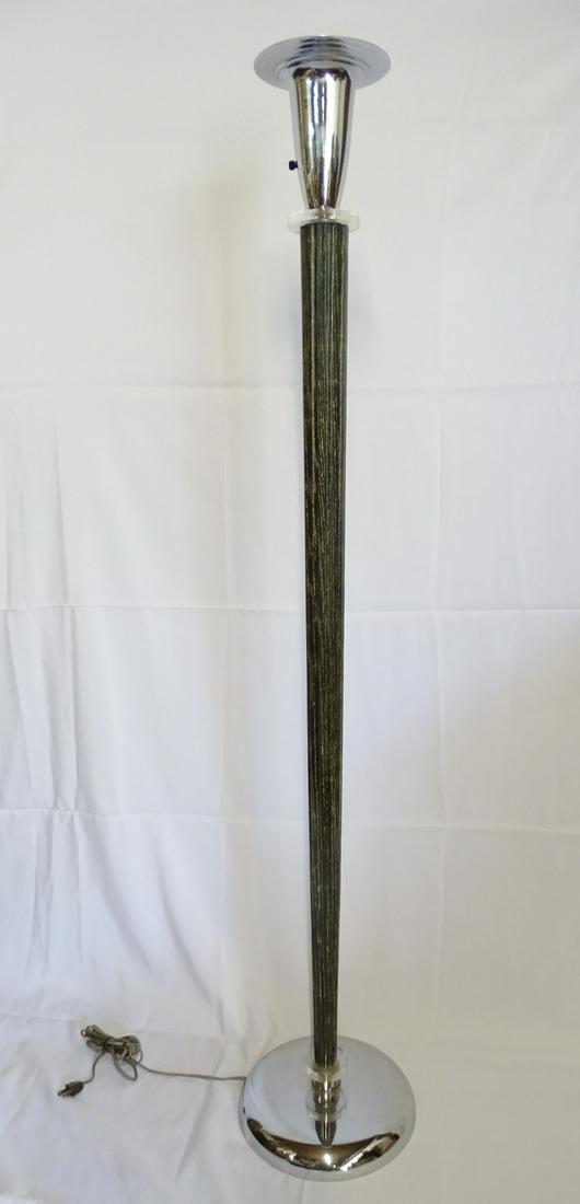 MID CENTURY LIMED OAK. LUCITE AND CHROME FLOOR LAMP  62 1/2" HIGH (1 of 7)
