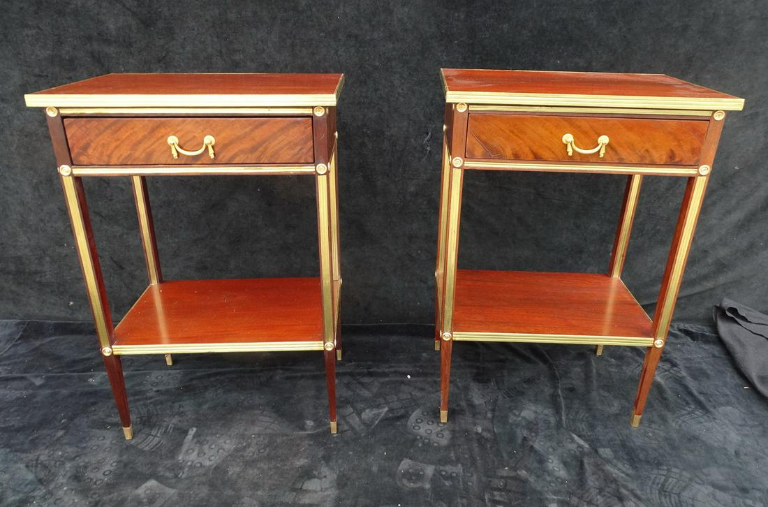 PAIR BALTIC BRASS MOUNTED MAHOGANY 1 DRAWER TABLES 30.25" X 20.5" X 19.25" (1 of 6)