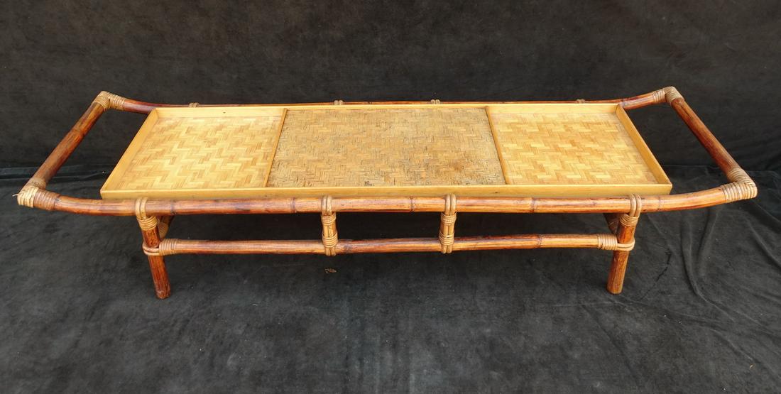 FICKS  REED, JOHN WISNER BAMBOO COFFEE TABLE 15" X 66" X 29.25" (1 of 6)