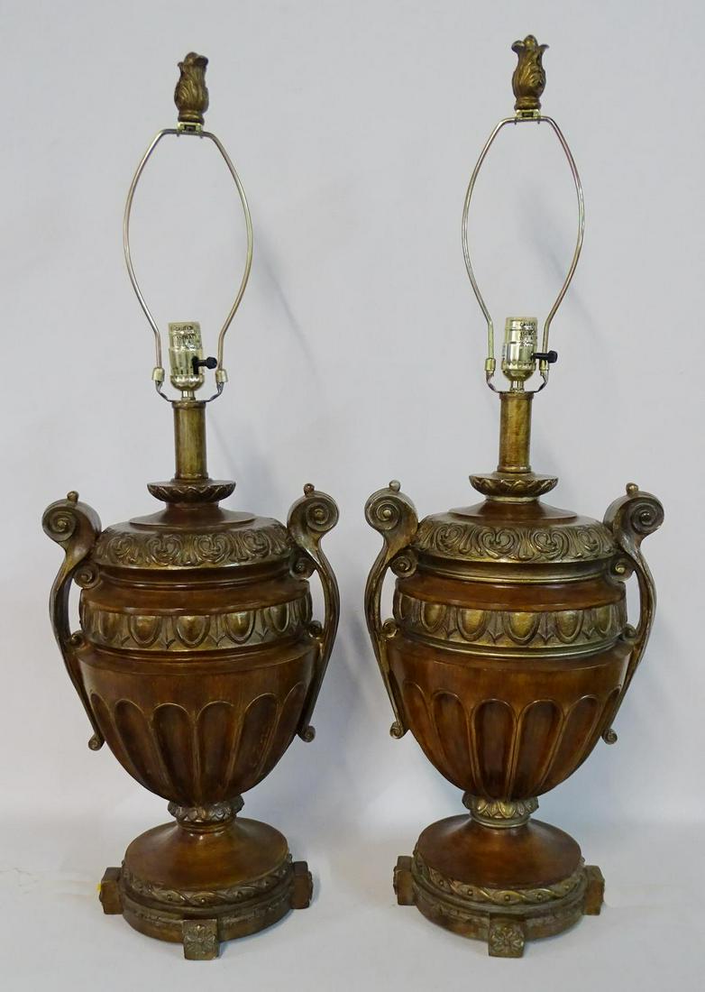 PAIR OF COMPOSITION URN FORM LAMPS 25" HIGH (1 of 5)