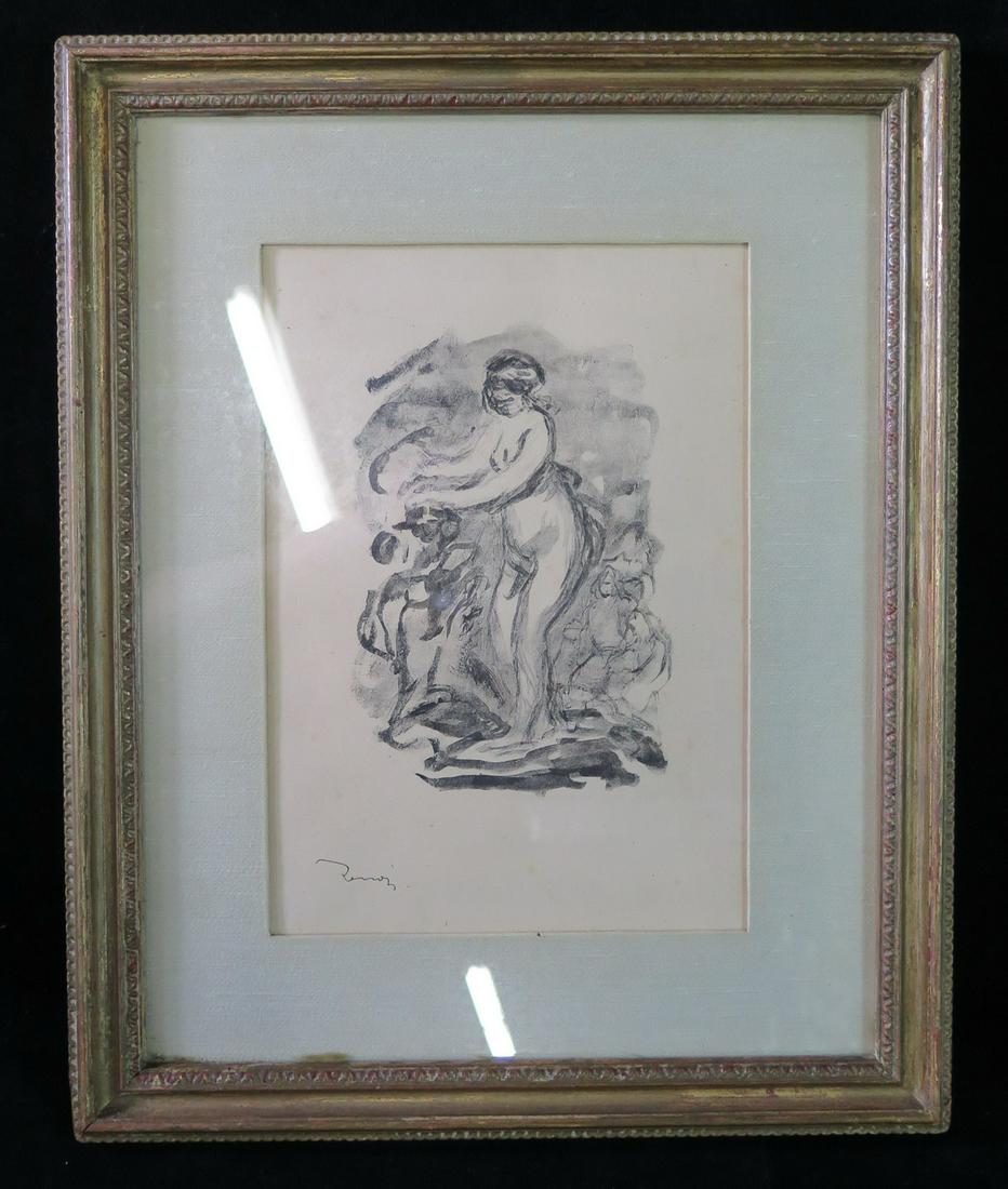 AFTER AUGUSTE RENOIR "WOMAN BY THE GRAPEVINE" CA. 1904 LITHOGRAPH 10" X 7" IMAGE (1 of 7)