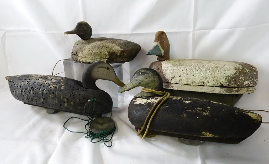 4 VINTAGE CORK DUCK DECOYS (1 of 9)