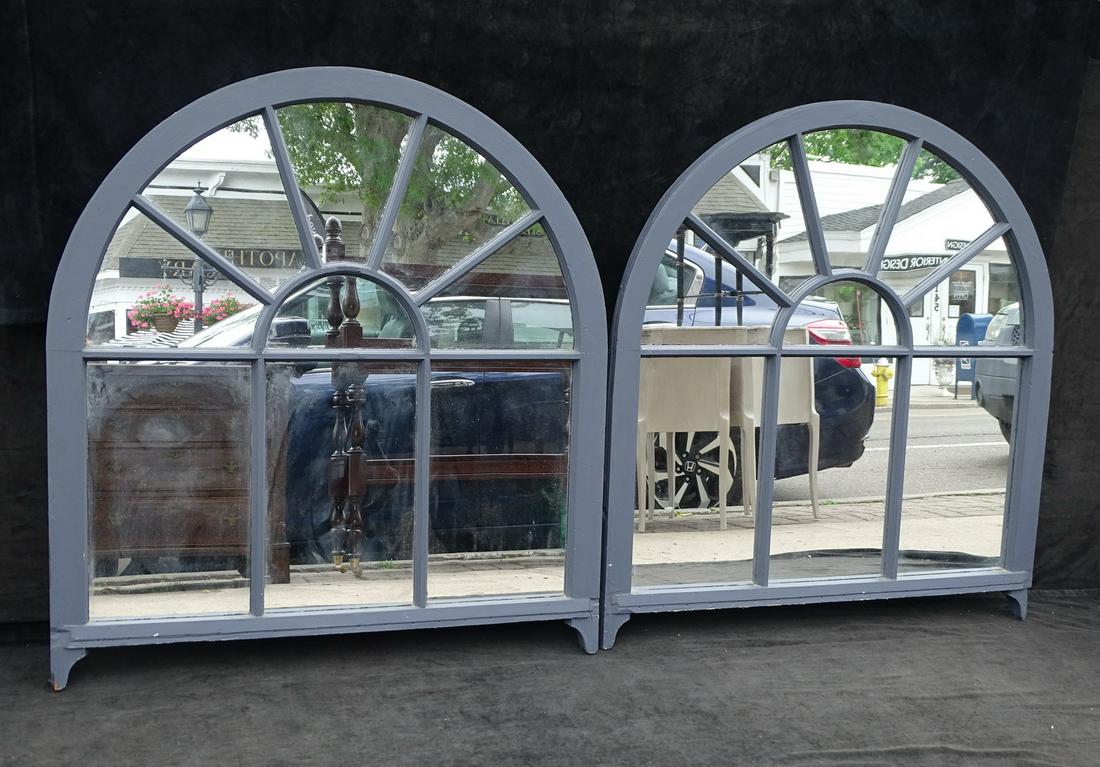 PAIR PALLADIAN 19TH CENTURY WINDOWS W MIRROR INSERTS 45" HIGH (1 of 8)