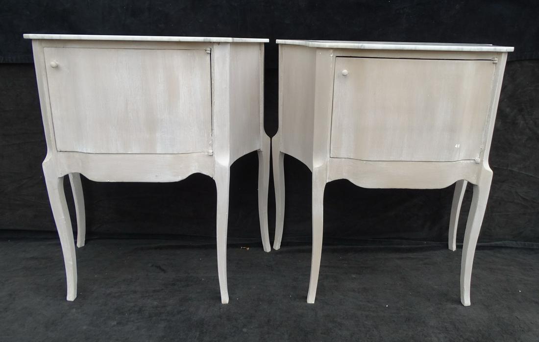 MARBLE TOP FRENCH PAINT DECORATED NIGHT STANDS 30" HIGH 27" WIDE: MARBLE TOP FRENCH PAINT DECORATED NIGHT STANDS 30" HIGH 27" WIDE