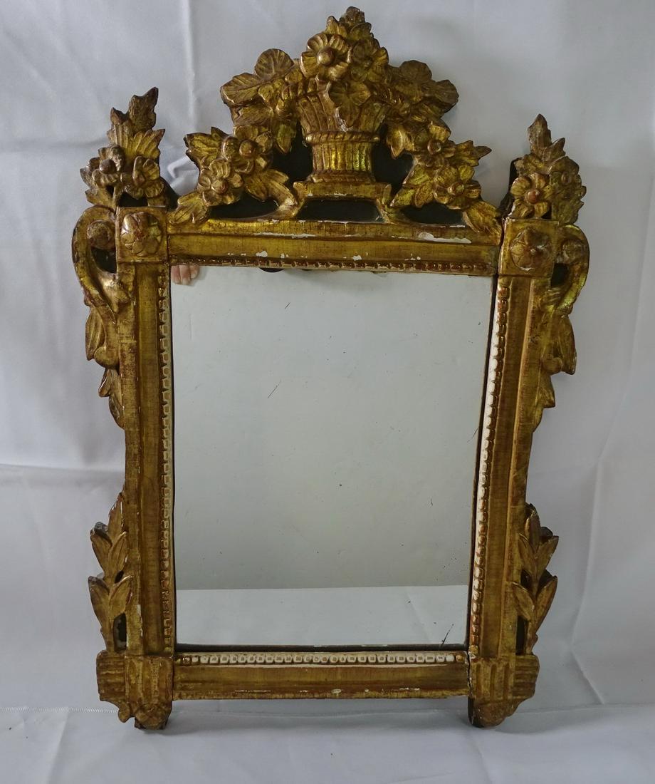 18TH CENTURY GILT FRAMED MIRROR BASKET MOTIF 25 X 17 (1 of 7)