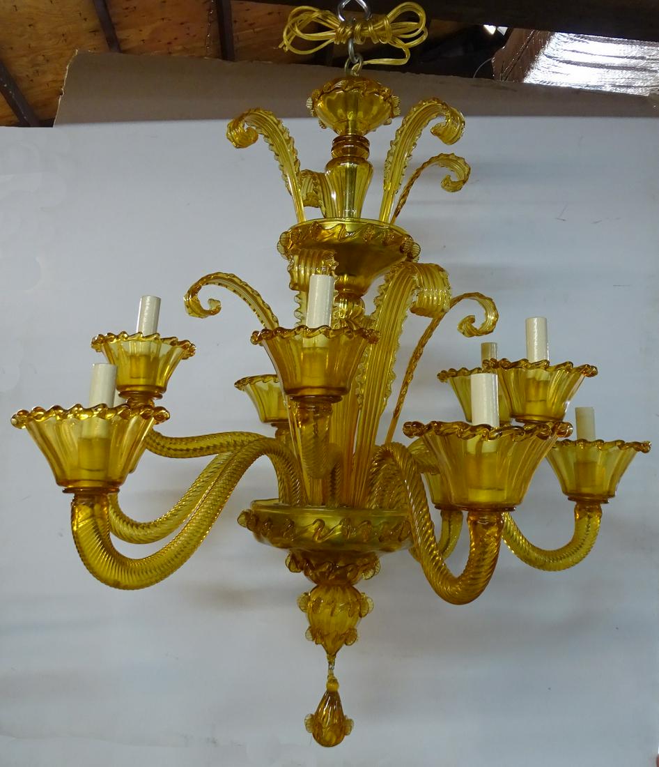 AMBER 10 LIGHT VENETIAN "MURANO" GLASS CHANDELIER (1 of 7)