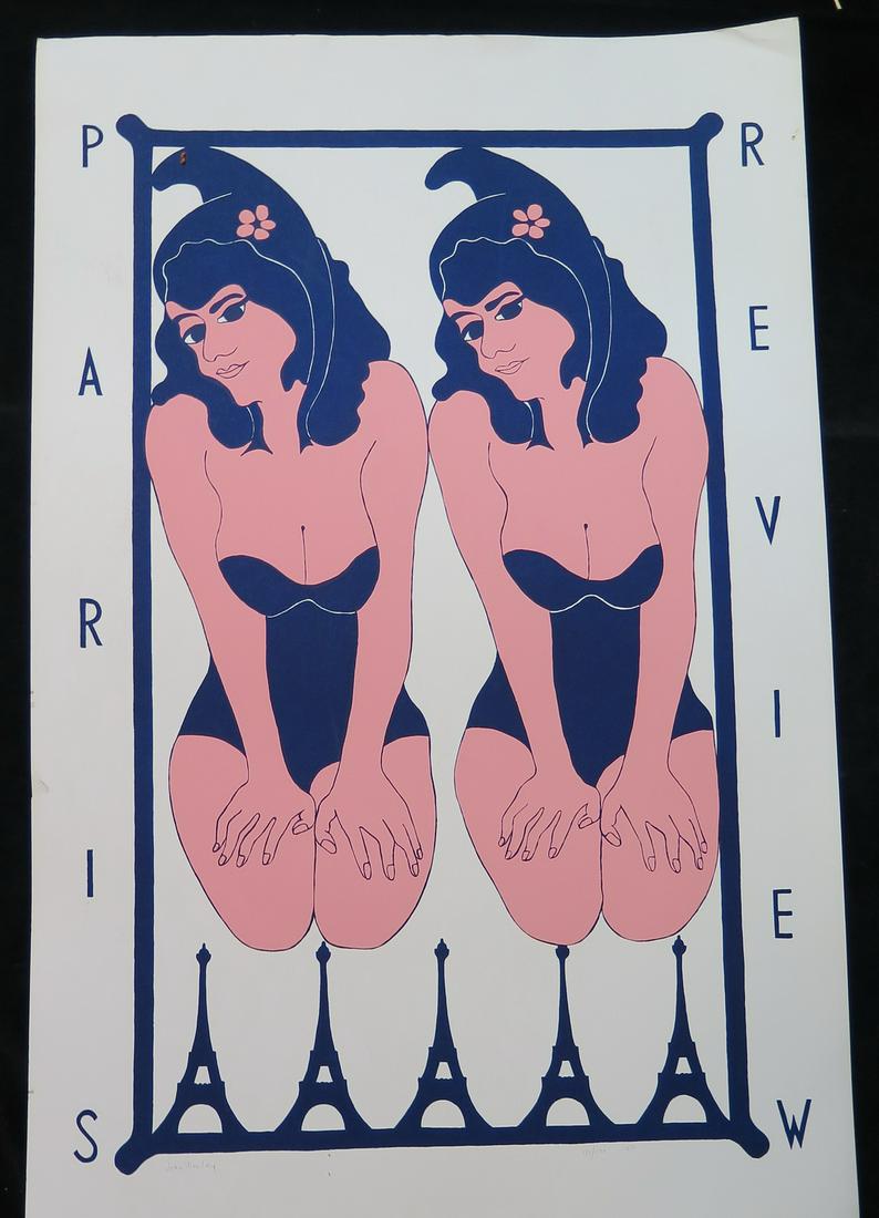 JOHN WESLEY SIGNED "PARIS REVIEW" 1967 SILKSCREEN #131/150 40" X 26" SHEET: JOHN WESLEY SIGNED "PARIS REVIEW" 1967 SILKSCREEN #131/150 40" X 26" SHEET