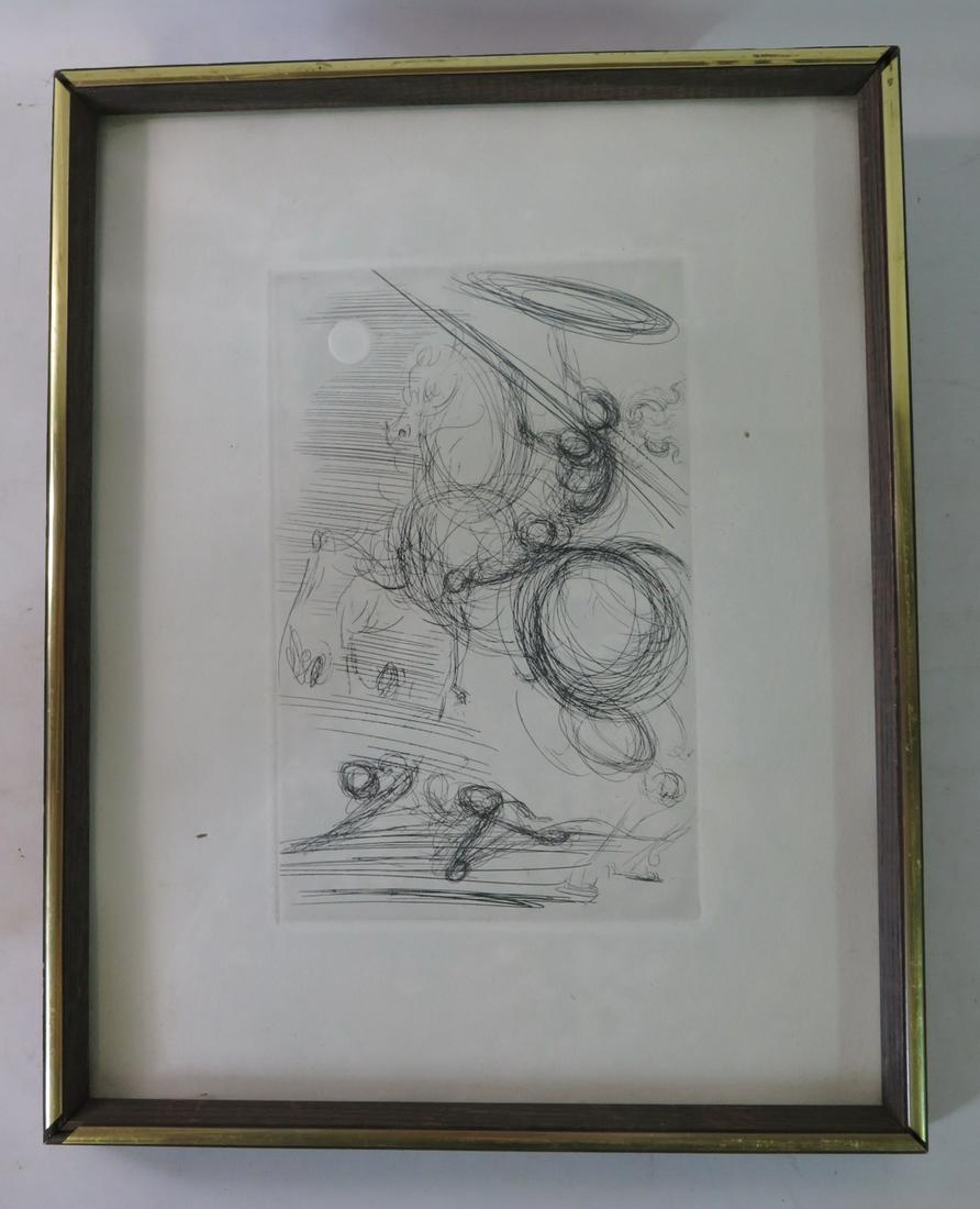 AFTER SALVADOR DALI "DON QUIXOTE" ETCHING 13.5" X 10.5" SHEET W/ CERTIFICATE OF AUTHENTICITY: AFTER SALVADOR DALI "DON QUIXOTE" ETCHING 13.5" X 10.5" SHEET W/ CERTIFICATE OF AUTHENTICITY