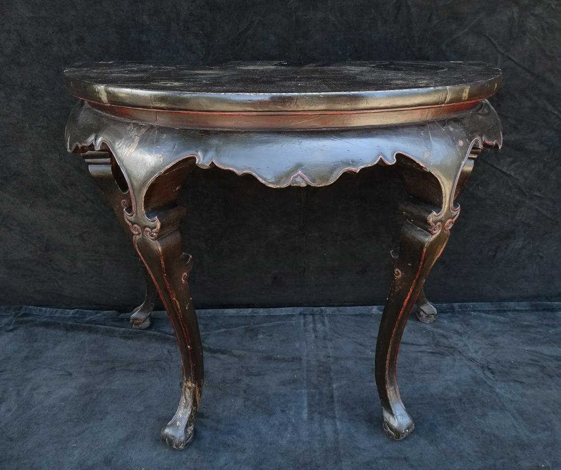 19TH CENTURY CHINESE DEMILUNE CONSOLE 32" X 42.5" X 21" (1 of 12)
