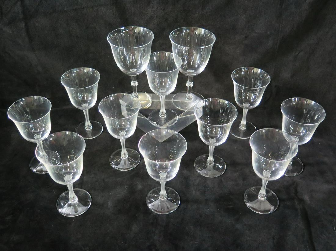 12 LALIQUE WINE GLASSES (10) 6" HIGH X 3" DIA. (2) 7" HIGH X 4" DIA.: 12 LALIQUE WINE GLASSES (10) 6" HIGH X 3" DIA. (2) 7" HIGH X 4" DIA.
