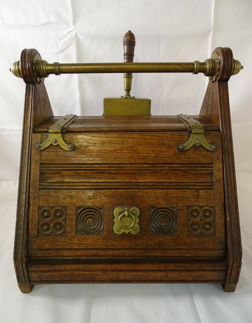 MAGNIFICENT BRONZE AND BRASS MOUNTED COAL SCUTTLE 19" X 21" 16.5" (1 of 12)