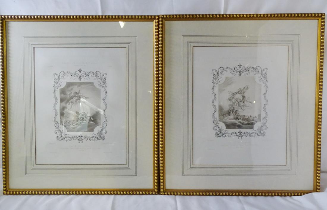 (2) 4 SEASONS LITHOGRAPHS "PALAIS DE FONTAINEBLEAU" BY FRANCOIS BOUCHER - AUTUMN & WINTER 24" X (1 of 7)