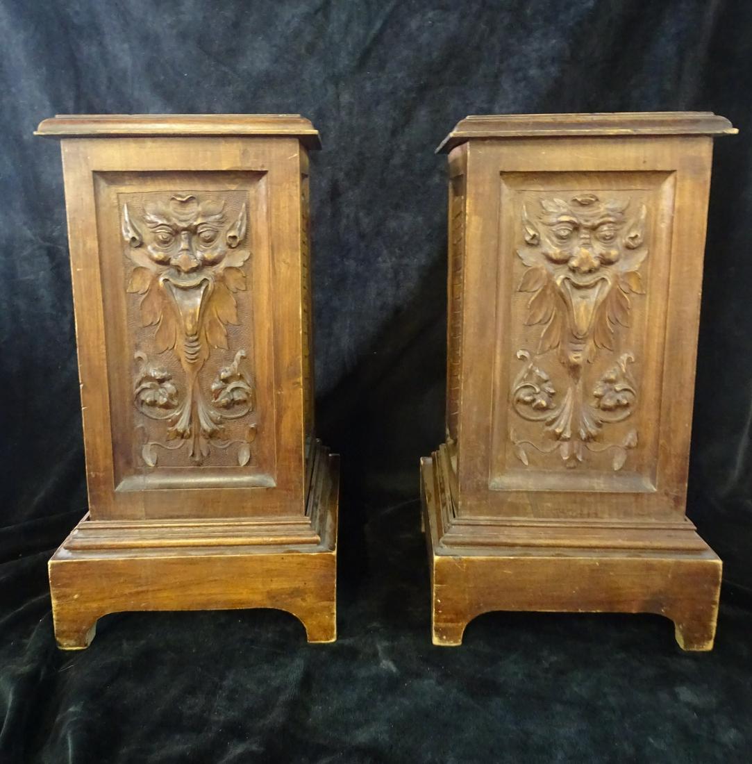 PAIR OF FIGURAL WALNUT LOW PEDESTALS 20 X 11 X 11 (1 of 7)