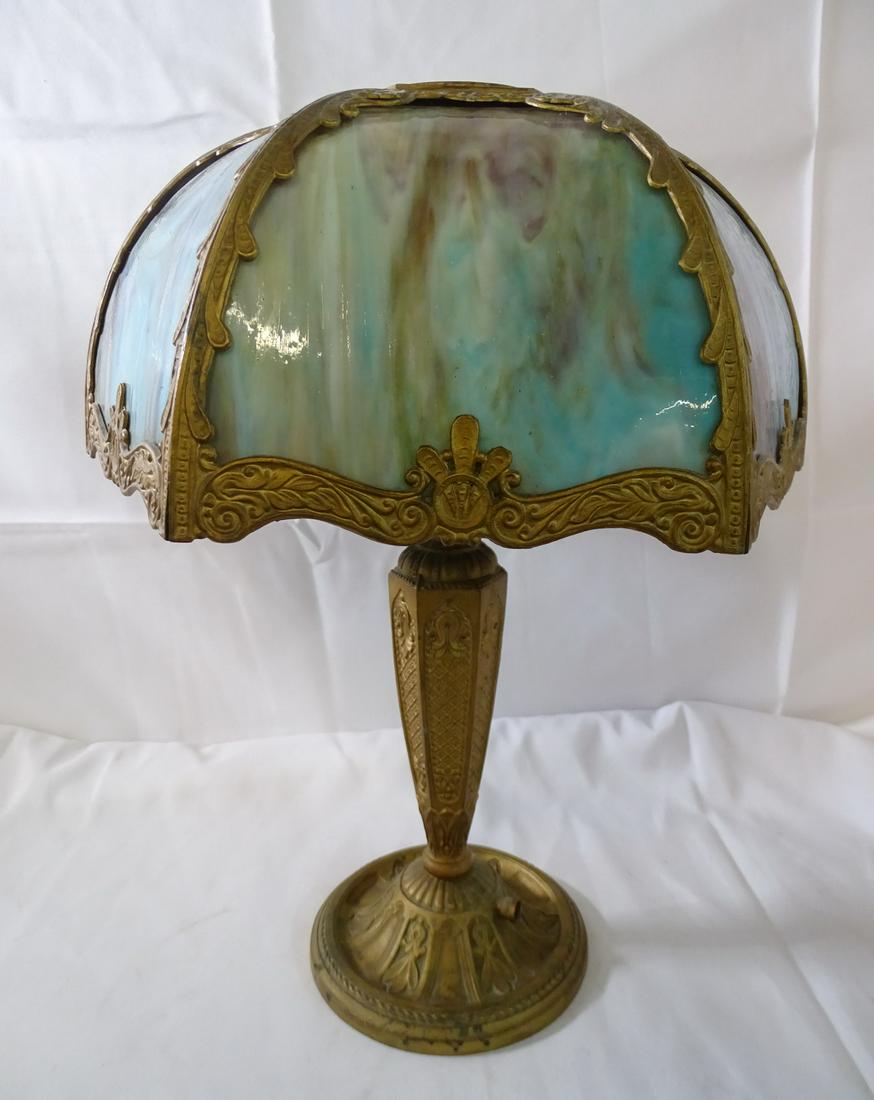 6 PANEL 1920'S BENT GLASS LAMP BY "SALE BROS" (1 of 12)