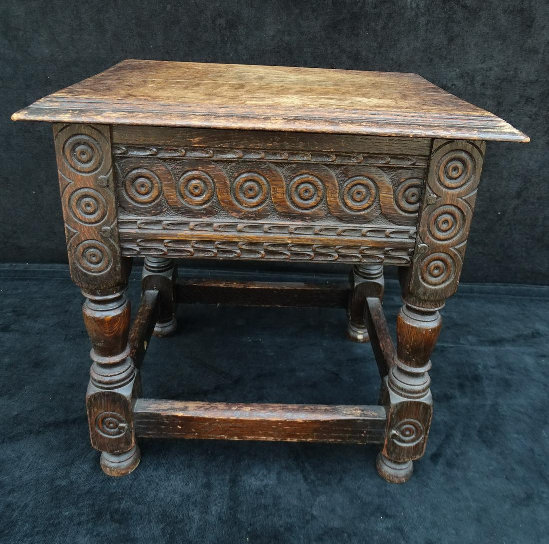 ANTIQUE WALNUT JOINT LIFT TOP STOOL 17 X 16 X 12 (1 of 8)