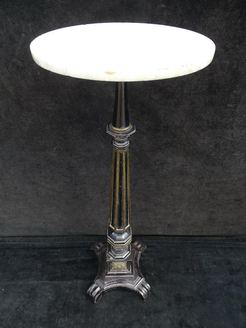 REGENCY EBONIZED GILT DECORATED 19TH CENTURY MARBLE TOPPED PEDESTAL 37 X 13 (1 of 7)