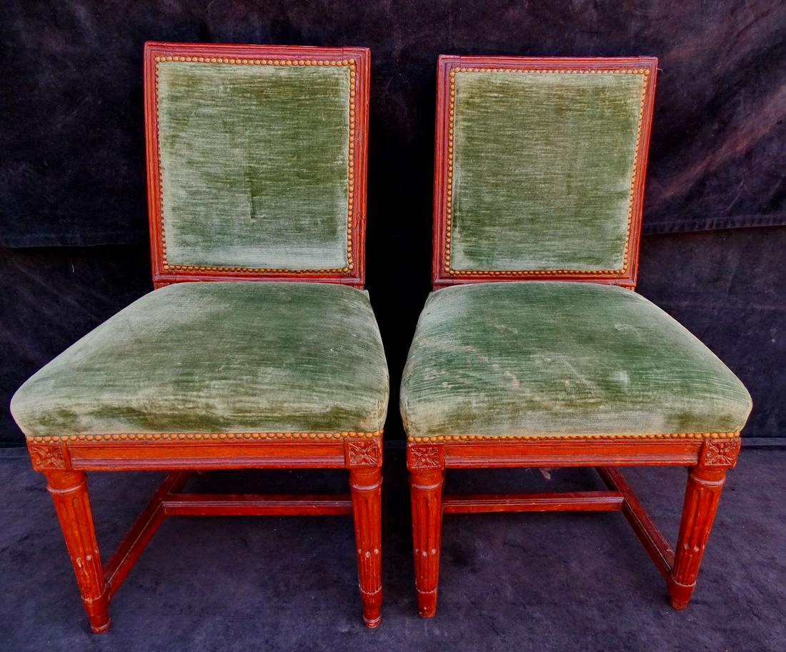 PAIR OF ANTIQUE LOUIS XVI STYLE SIDE CHAIRS (1 of 9)