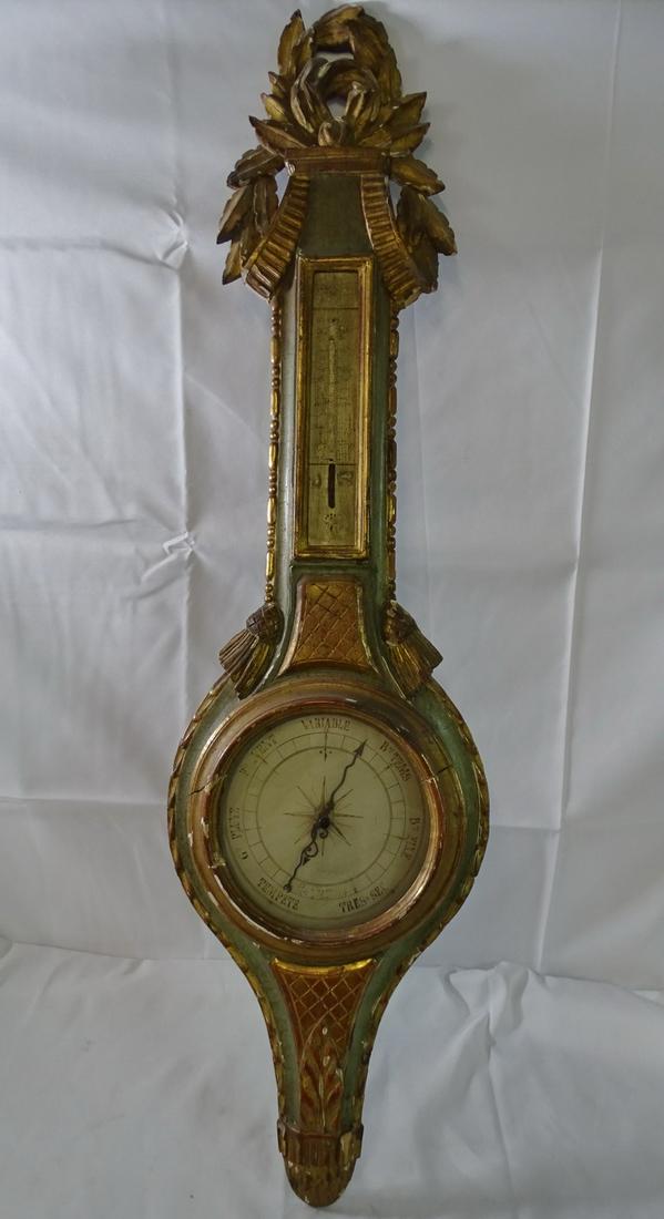 ANTIQUE VENETIAN DECORATED BAROMETER (MERCURY STICK MISSING) 42" X 12" (1 of 12)