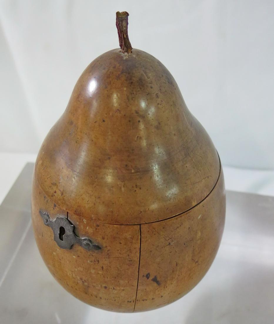 19TH CENTURY ENGLISH FRUITWOOD PEAR SHAPED TEA CADDY 6.5" HIGH (1 of 11)