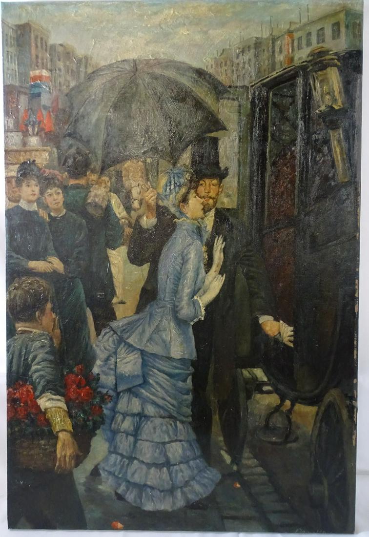 FRENCH IMPRESSIONIST PAINTING LADY W/ UMBRELLA OIL/CANVAS 36" X 24": FRENCH IMPRESSIONIST PAINTING LADY W/ UMBRELLA OIL/CANVAS 36" X 24"