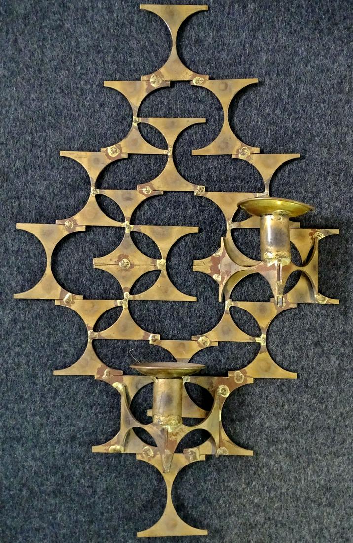 MARC CREATES BRASS BRUTALIST CANDLESTICKS HOLDER 20" X 11": MARC CREATES BRASS BRUTALIST CANDLESTICKS HOLDER 20" X 11"