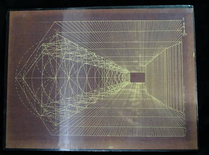 AFTER AGNES DENES "STUDY FOR ECHO CHAMBER" 1970 LITHOGRAPH 16.5" X 12" SHEET: AFTER AGNES DENES "STUDY FOR ECHO CHAMBER" 1970 LITHOGRAPH 16.5" X 12" SHEET