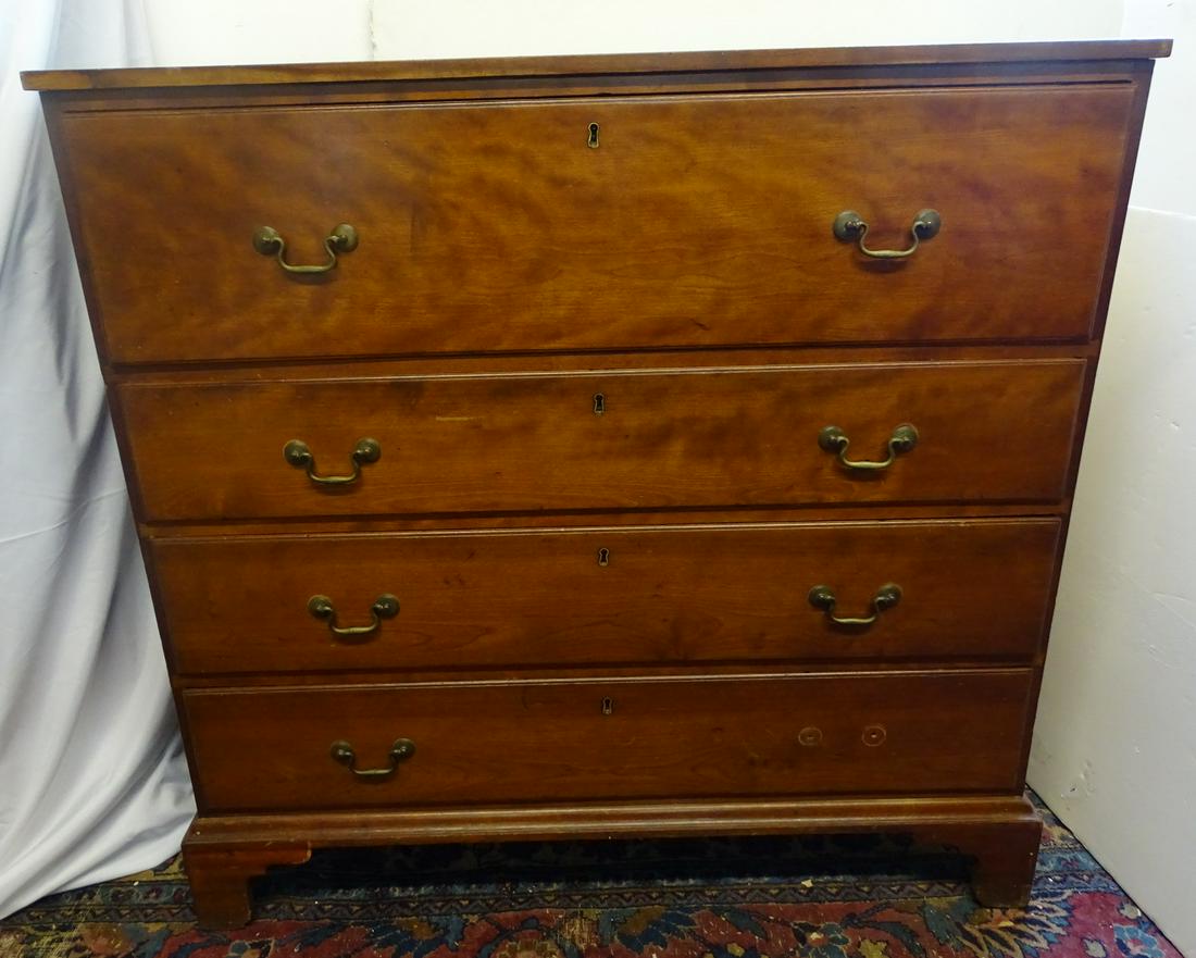 GEORGE III MAHOGANY 4 DRAWER CHEST 44 X 45 X 20: GEORGE III MAHOGANY 4 DRAWER CHEST 44 X 45 X 20