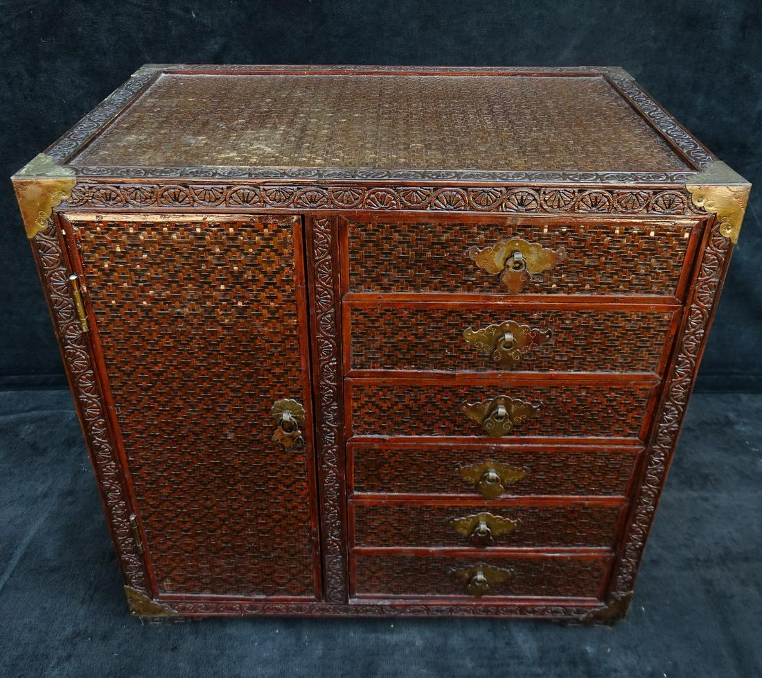 ASIAN RAFIA JEWELRY CHEST 16 X 16 X 10: ASIAN RAFIA JEWELRY CHEST 16 X 16 X 10