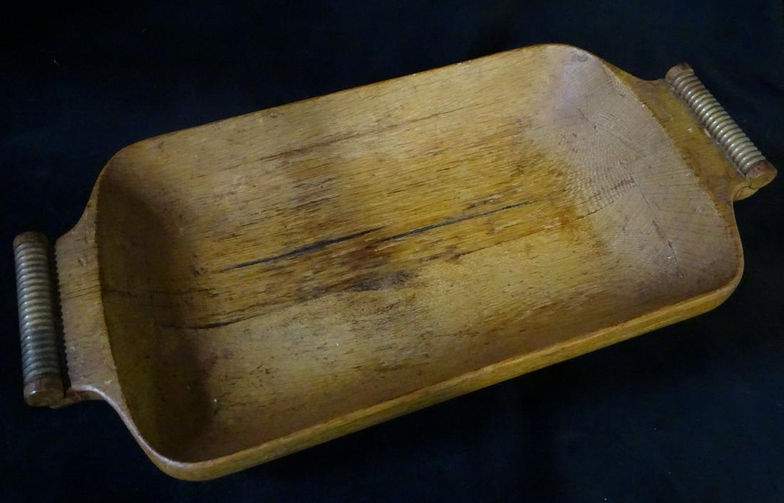 MARY WRIGHT FROSTED OAK LONG TRAY 1940'S 26" X 9" X 1.5": MARY WRIGHT FROSTED OAK LONG TRAY 1940'S 26" X 9" X 1.5"